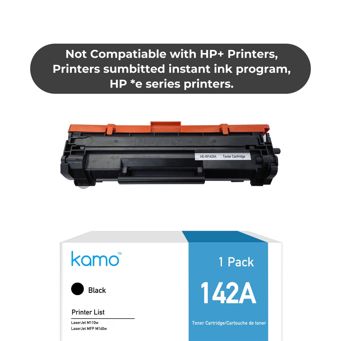 Kamo 142A Toner noir (avec puce) compatible avec HP 142A W1420A