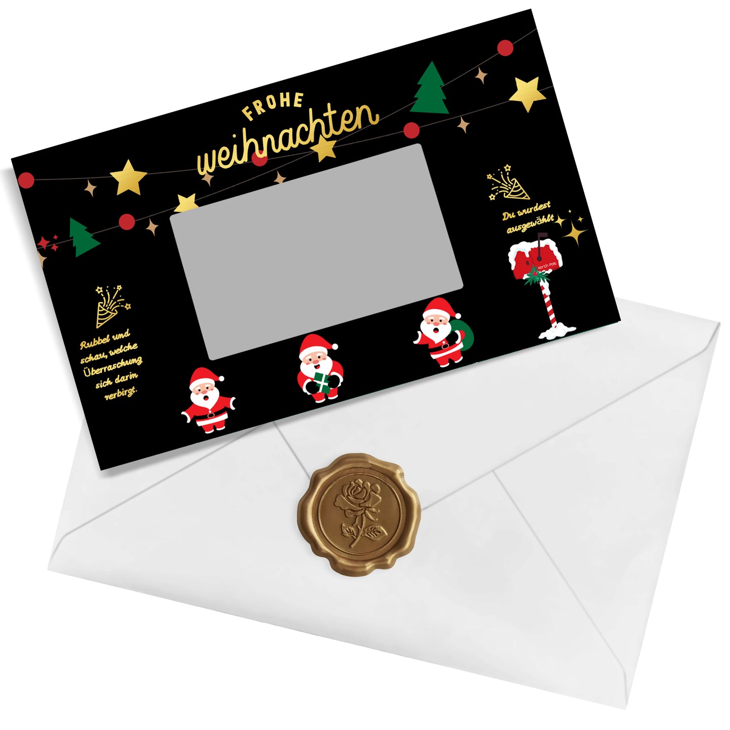 KAMO Christmas Scratch Card Voucher Gift Set – Santa Design (Black)