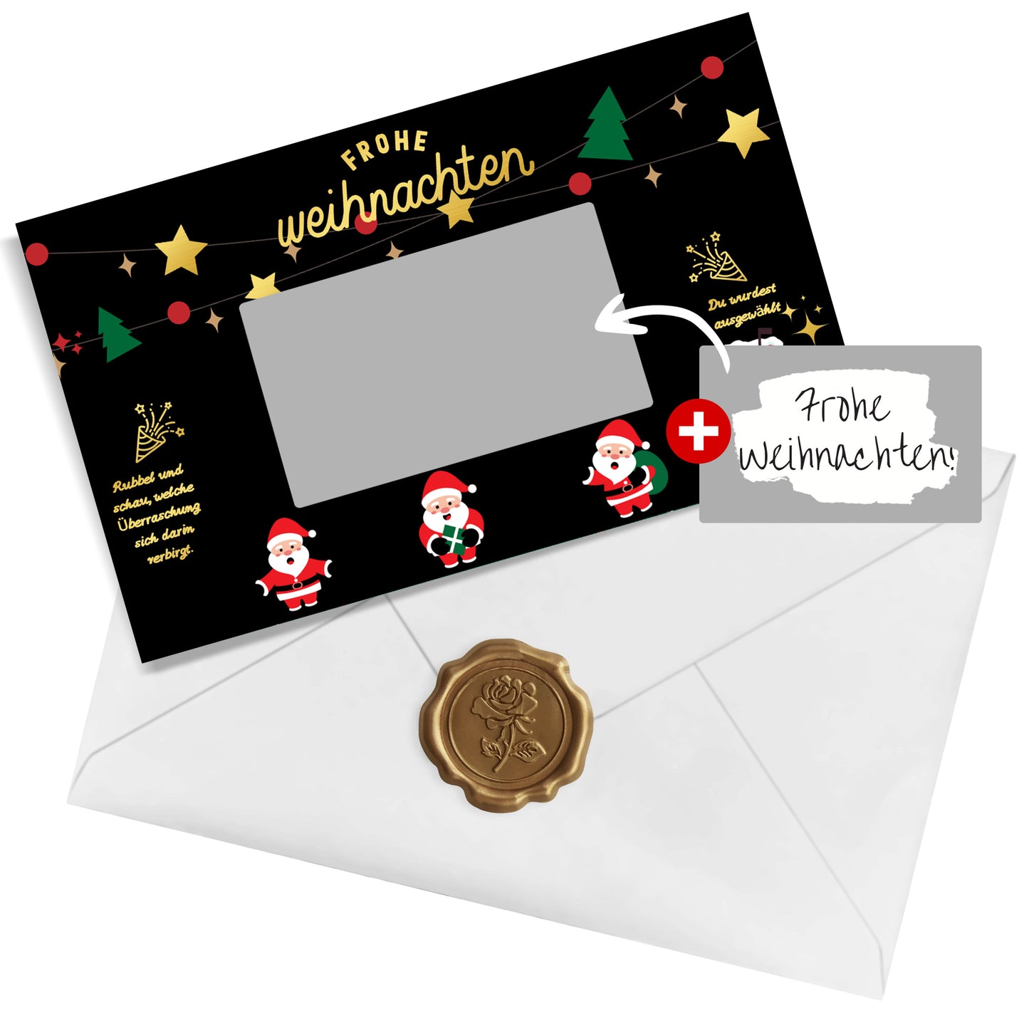 KAMO Christmas Scratch Card Voucher Gift Set – Santa Design (Black)