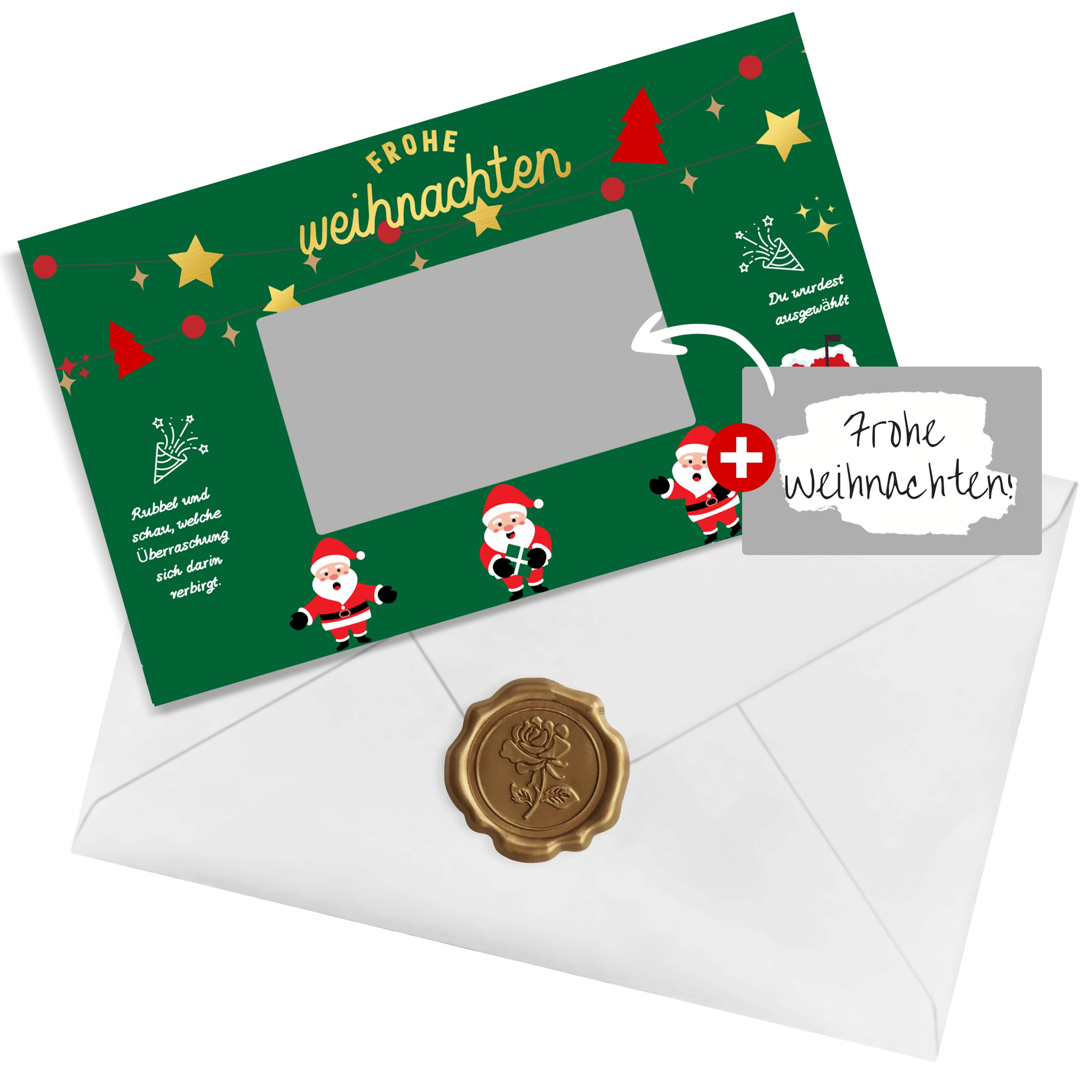 KAMO Christmas Scratch Card Voucher Gift Set – Santa Design (Green)