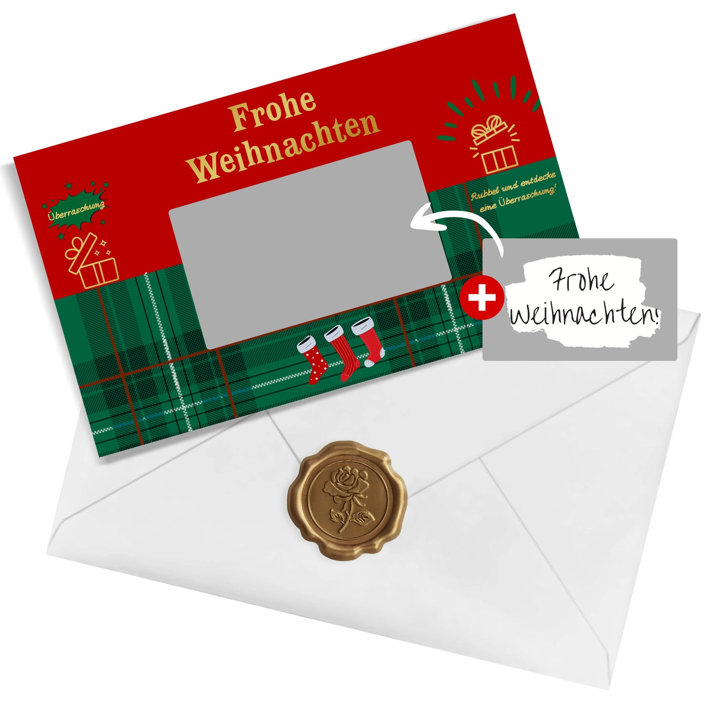 KAMO Christmas Scratch Card Voucher Gift Set – Santa Design (Green)