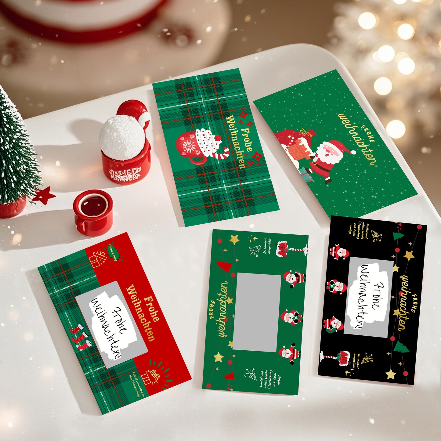 KAMO Christmas Scratch Card Voucher Gift Set – 3-in-1 Bundle (Black Santa, Green Santa, Green Stocking)