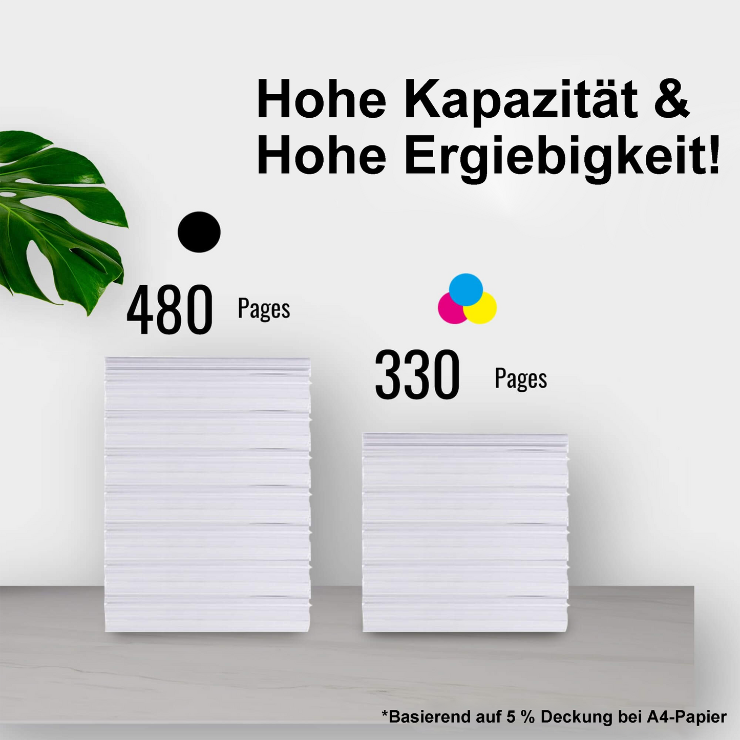 Kamo 302 XL for HP 302 302XL Ink Cartridges (2 Pack) with 500 Sheets of A4 Copy Paper