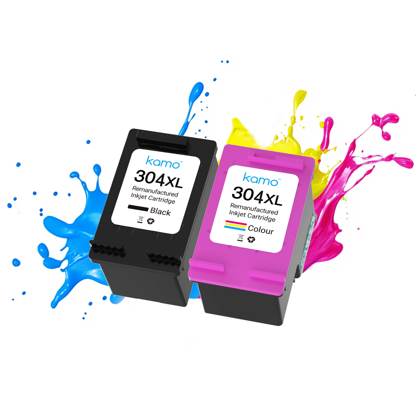 Kamo 304 XL for HP 304 304XL Ink Cartridges (2 Pack) with 500 Sheets of A4 Copy Paper