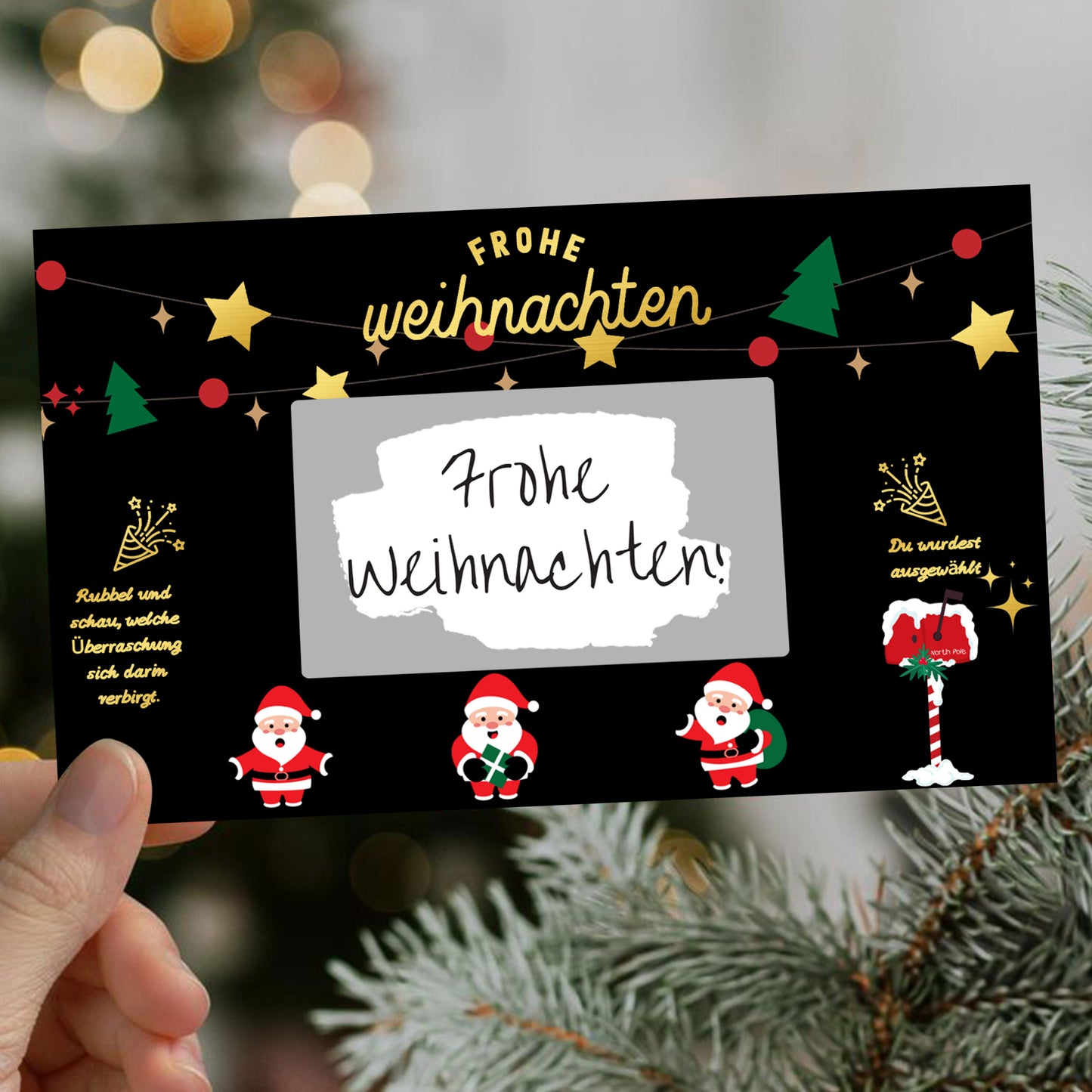 KAMO Christmas Scratch Card Voucher Gift Set – Santa Design (Black)