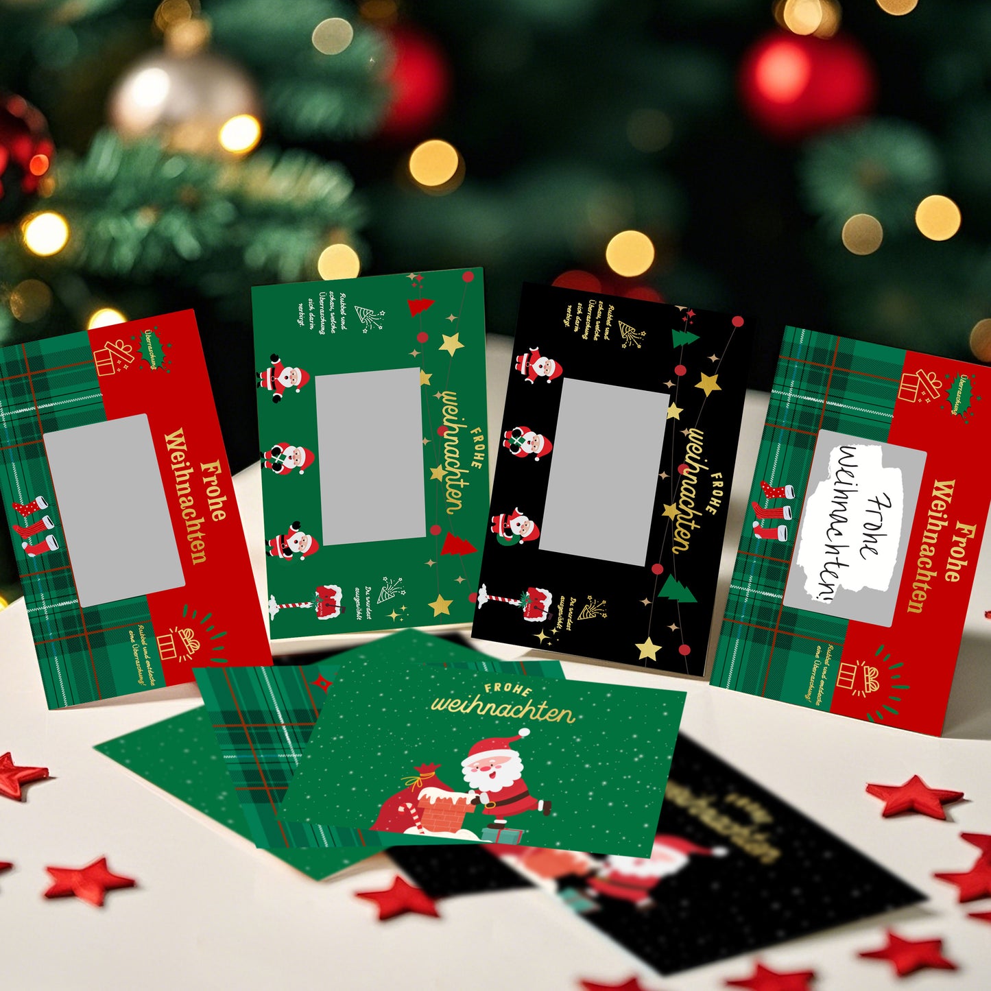 KAMO Christmas Scratch Card Voucher Gift Set – 3-in-1 Bundle (Black Santa, Green Santa, Green Stocking)