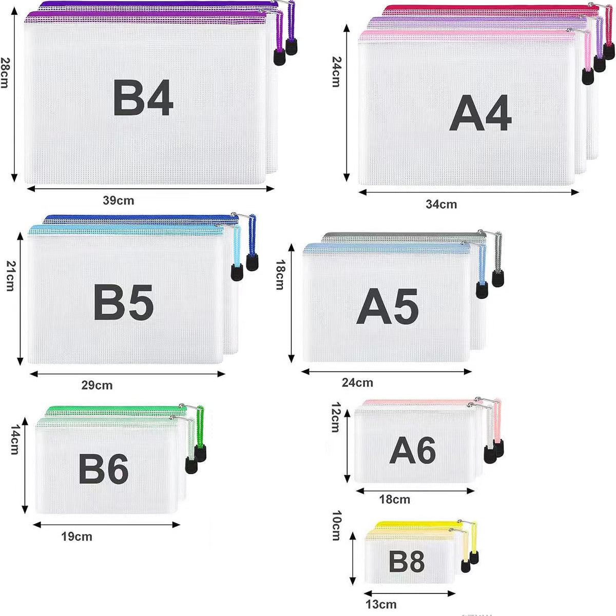 Thickened A4 transparent file bag mesh zipper bag student test paper textbook storage bag waterproof prenatal examination information bag