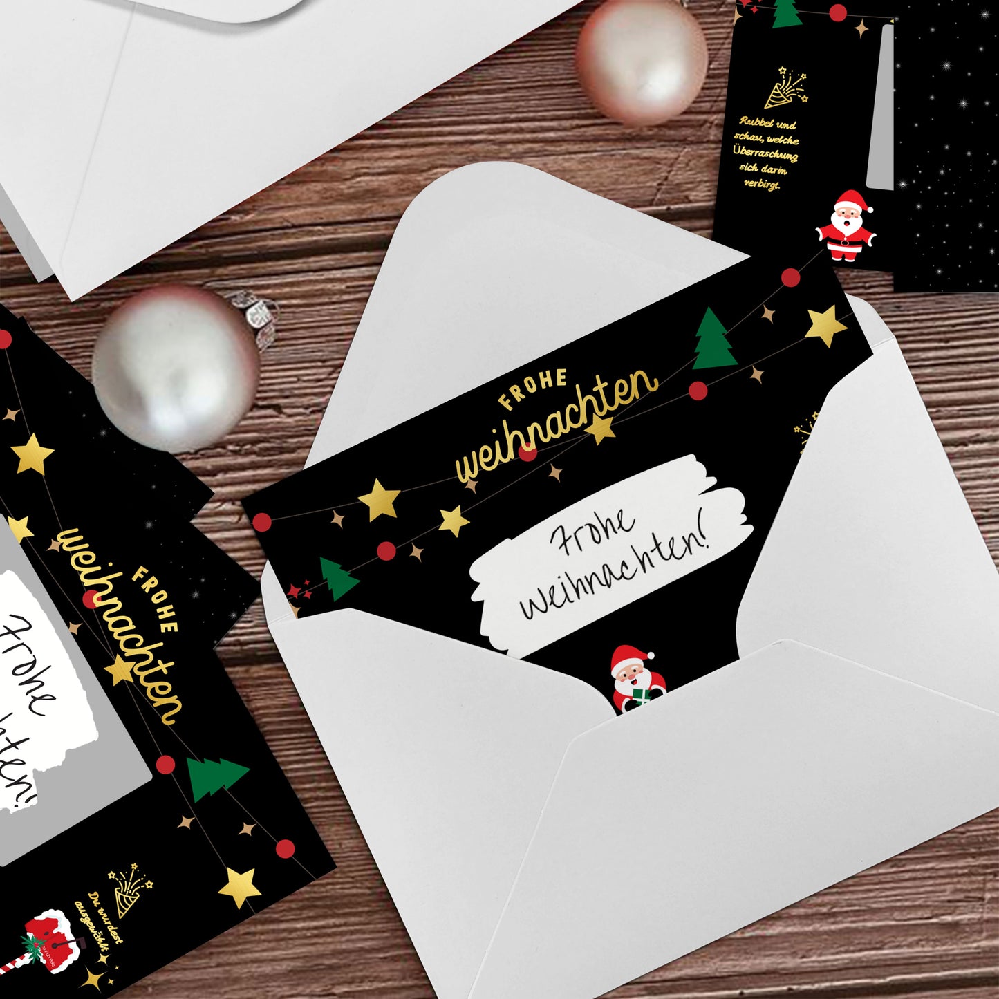 KAMO Christmas Scratch Card Voucher Gift Set – Santa Design (Black)