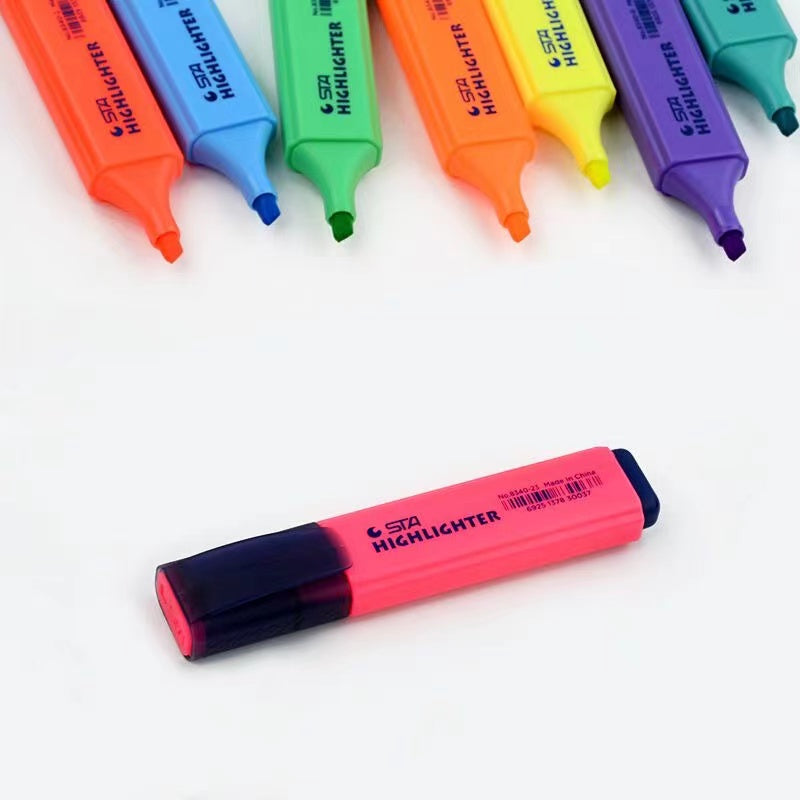 Fluorescent pen study office color marker pen oblique head bold eye-catching(8 pack)