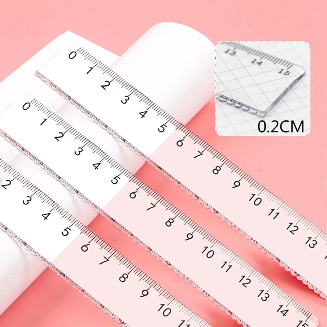 Student transparent ruler with wave plastic ruler 20 cm measuring drawing ruler