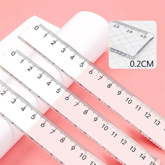 Student transparent ruler with wave plastic ruler 20 cm measuring drawing ruler