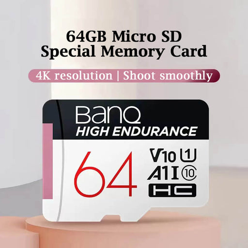 BANQ 64GB SD Memory Card TF (MicroSD) Compatible with A1, U3, V30 Driving Recorder & Security Monitoring Special Memory Card