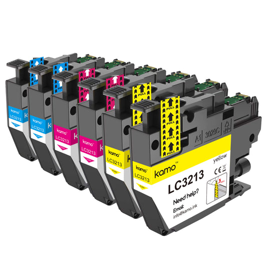 Kamo LC3213 XL for Brother LC-3213 LC-3211 Ink Cartridges (6 Pack)