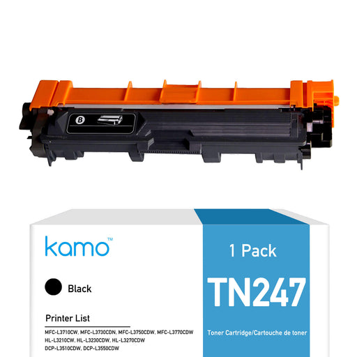 Kamo TN-243BK TN-247BK Toner Compatible with Brother TN-243CMYK TN247 TN-243 (Single Black Pack)