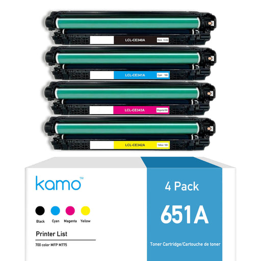 Kamo 651A for HP 651A CE340A CE341A CE342A CE343A Toner (4 Pack)